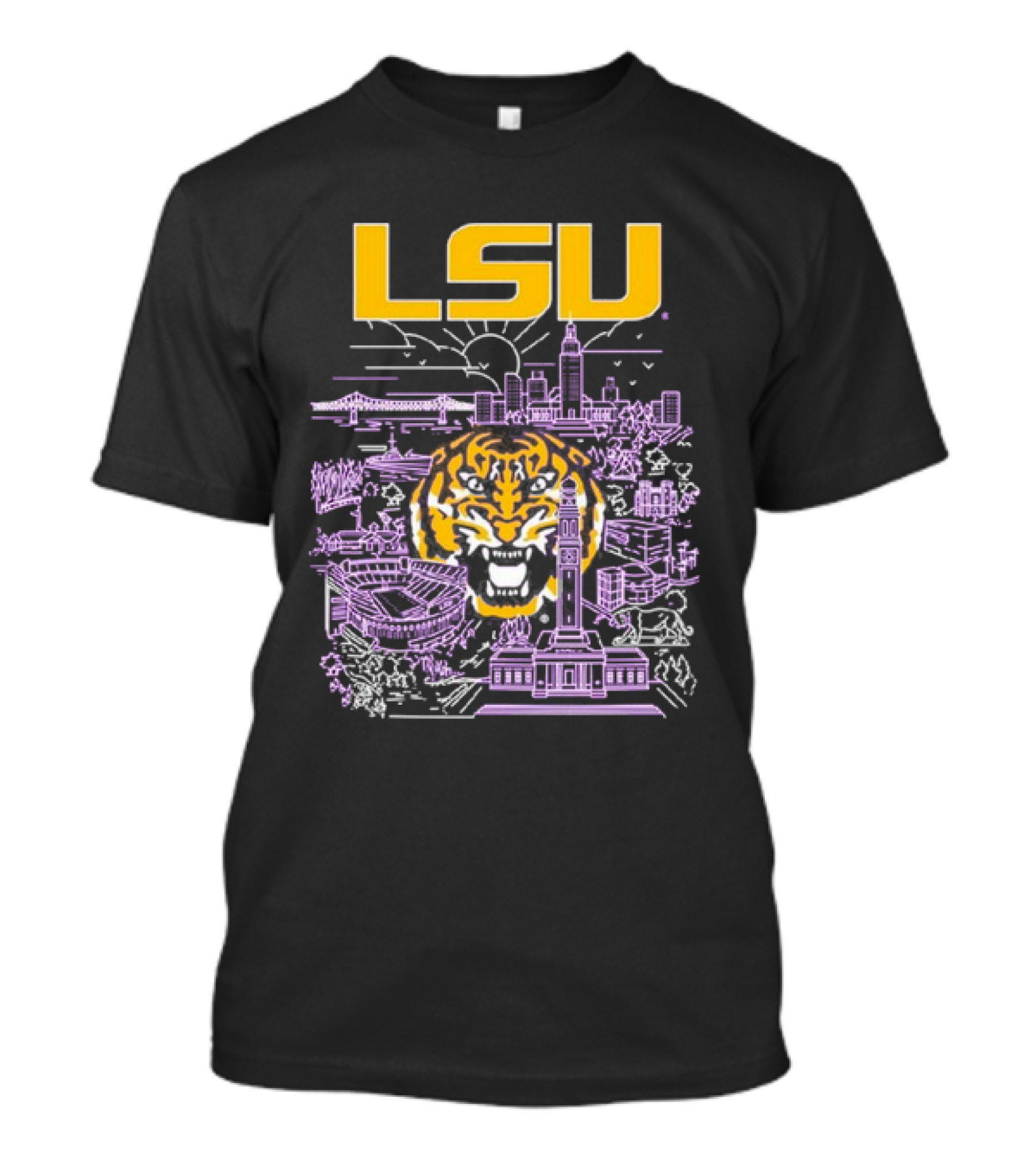 LSU Tigers City Skyline Baton Rouge Tiger T-Shirt