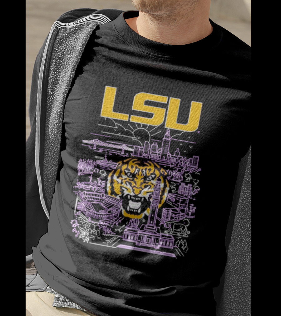 LSU Tigers City Skyline Baton Rouge Tiger T-Shirt