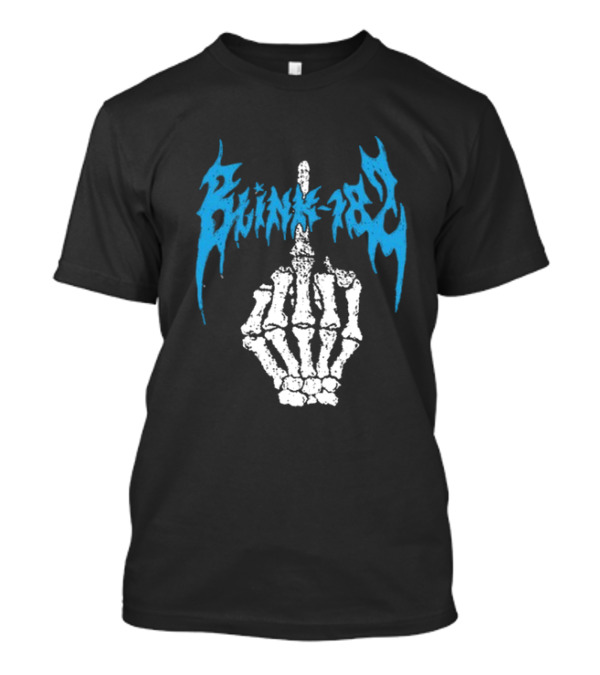 Blink-182 Skeleton Hand Middle Finger Blue Lettering 2024 Tour T-Shirt