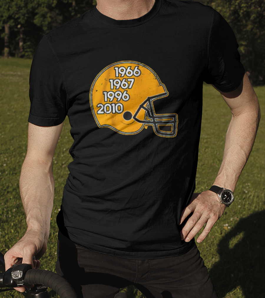 Green Bay Glory Years Helmet 1966 1967 1996 2010 Football T-Shirt