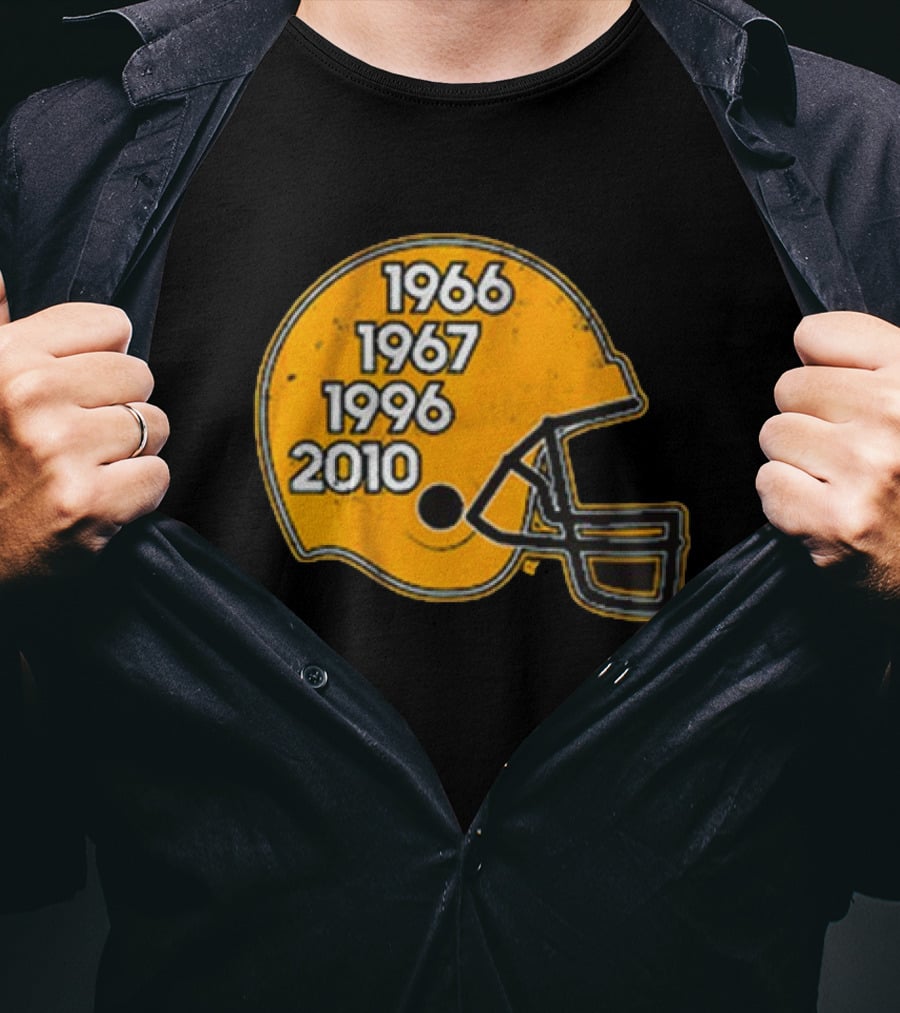 Green Bay Glory Years Helmet 1966 1967 1996 2010 Football T-Shirt