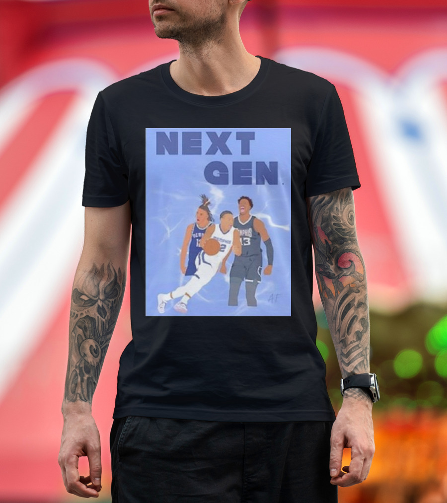 Next Gen Memphis Tigers Basketball Players Action Scene T-Shirt