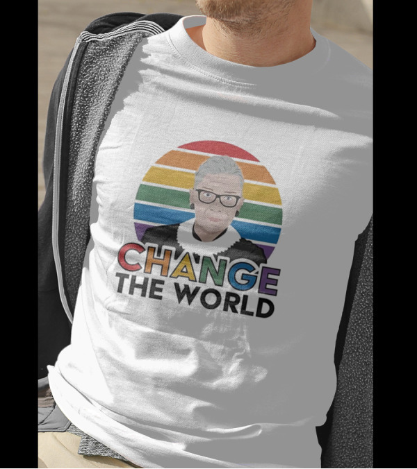 Change The World Ruth Bader Ginsburg Rainbow Stripes T-Shirt