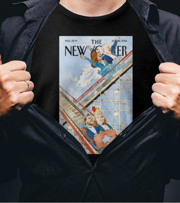 The New Yorker Aug 26 2024 Barry Blitt Roller Coaster Political Cartoon T-Shirt