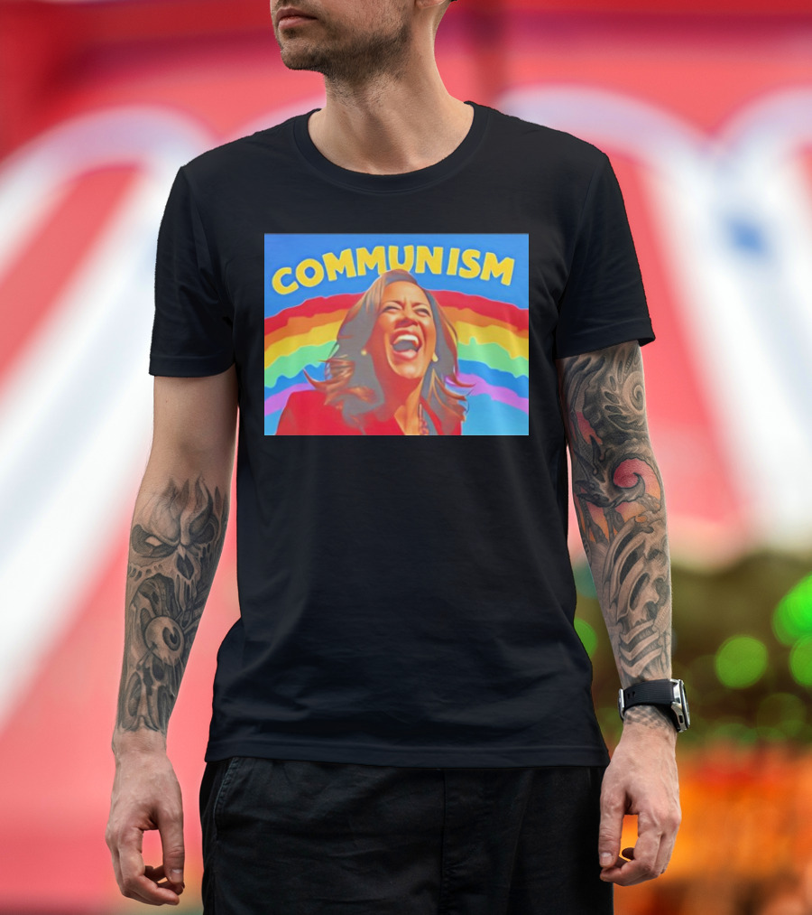 Communism Kamala Harris Laughing Rainbow T-Shirt