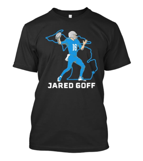 Jared Goff Detroit Football Star Quarterback Michigan Outline T-Shirt