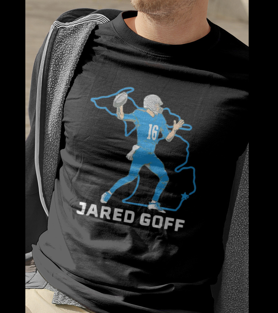 Jared Goff Detroit Football Star Quarterback Michigan Outline T-Shirt