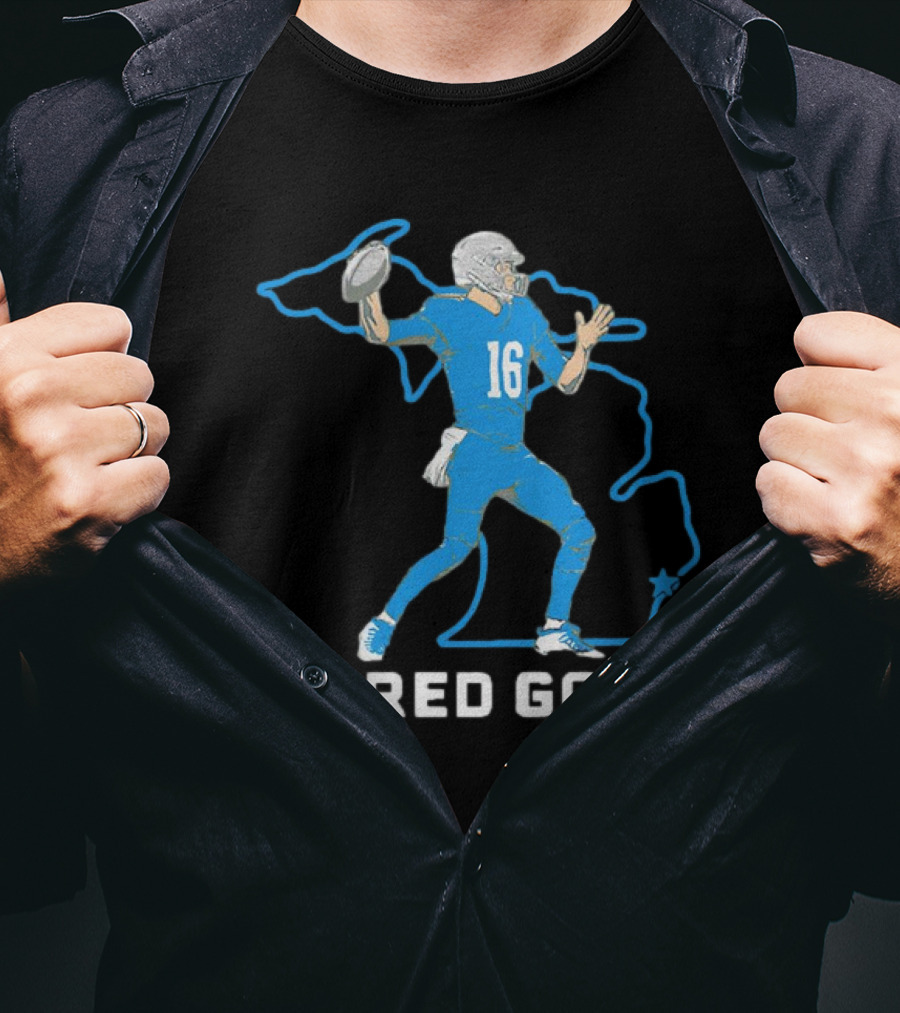 Jared Goff Detroit Football Star Quarterback Michigan Outline T-Shirt