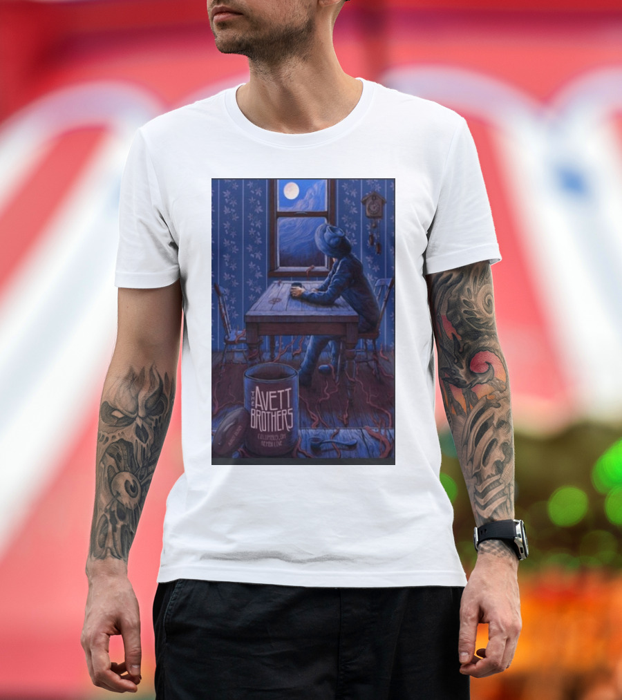 The Avett Brothers Columbus OH Aug 20 2024 Moonlit Man at Table T-Shirt