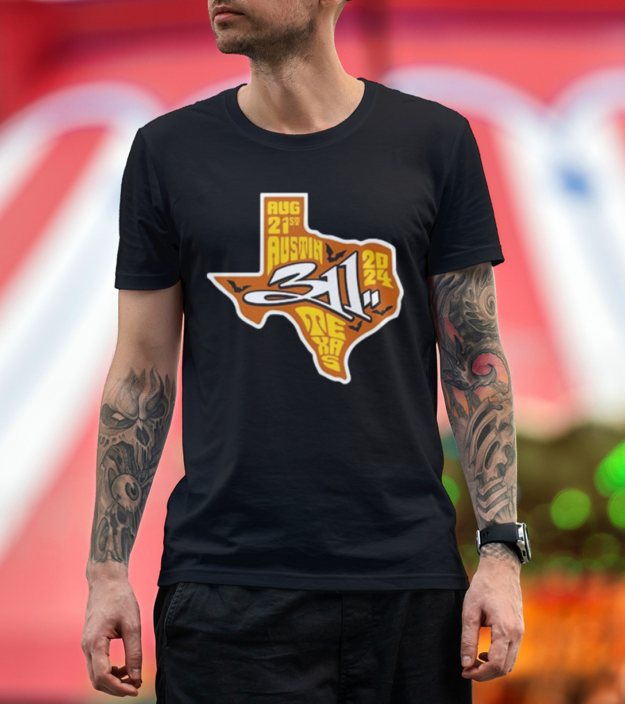 August 21 2024 Austin Texas 311 Band Concert Map T-Shirt