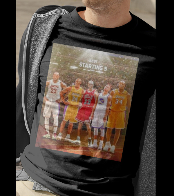 Best Starting 5 Ever LeBron Kobe Michael Steph Shaquille Basketball Legends T-Shirt
