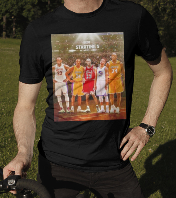 Best Starting 5 Ever LeBron Kobe Michael Steph Shaquille Basketball Legends T-Shirt