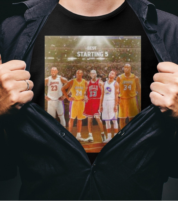 Best Starting 5 Ever LeBron Kobe Michael Steph Shaquille Basketball Legends T-Shirt