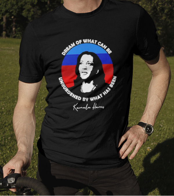 Dream Of What Can Be Unburdened By What Has Been Kamala Harris Circular Portrait In Red Blue Black White T-Shirt