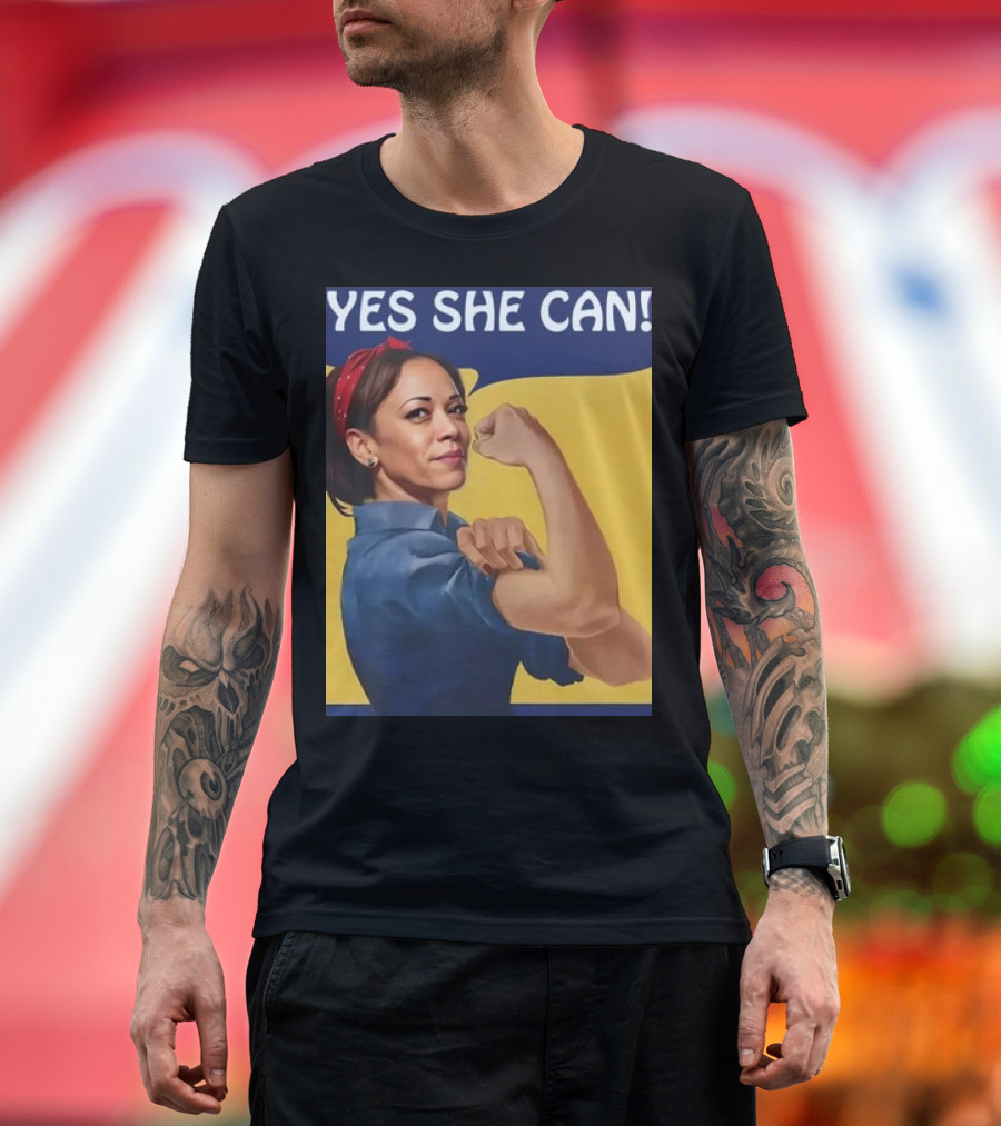 Kamala Harris Yes She Can 2024 Rosie the Riveter T-Shirt