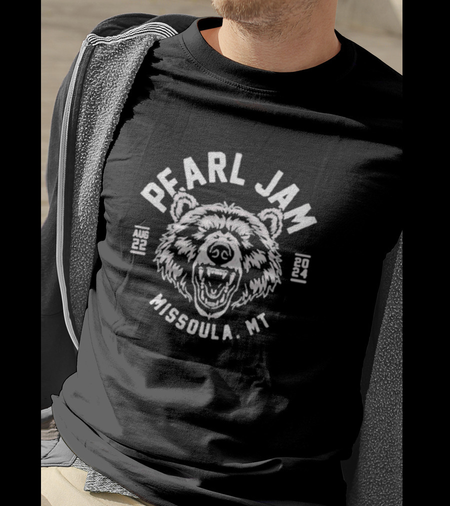 Pearl Jam Grizzly Bear Head Missoula MT August 22 T-Shirt