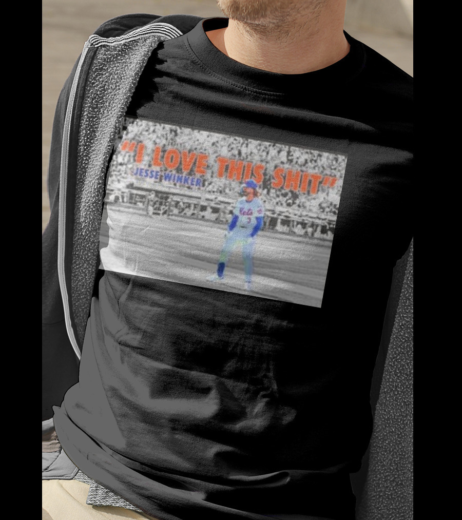 Jesse Winker New York Mets I Love This Shit Stadium Background T-Shirt