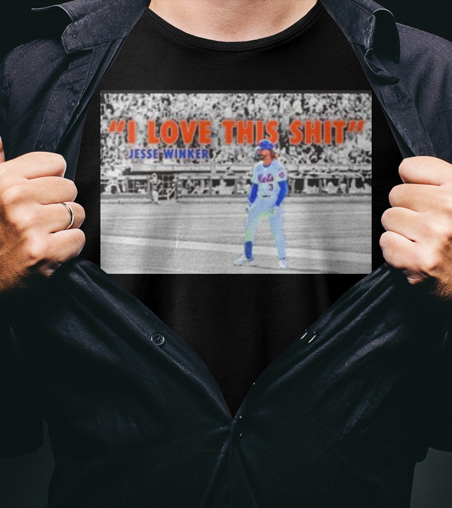 Jesse Winker New York Mets I Love This Shit Stadium Background T-Shirt