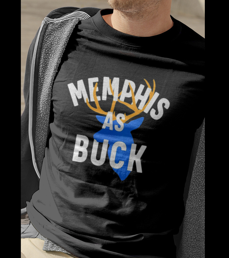 Memphis As Buck Blue Deer Head With Antlers T-Shirt