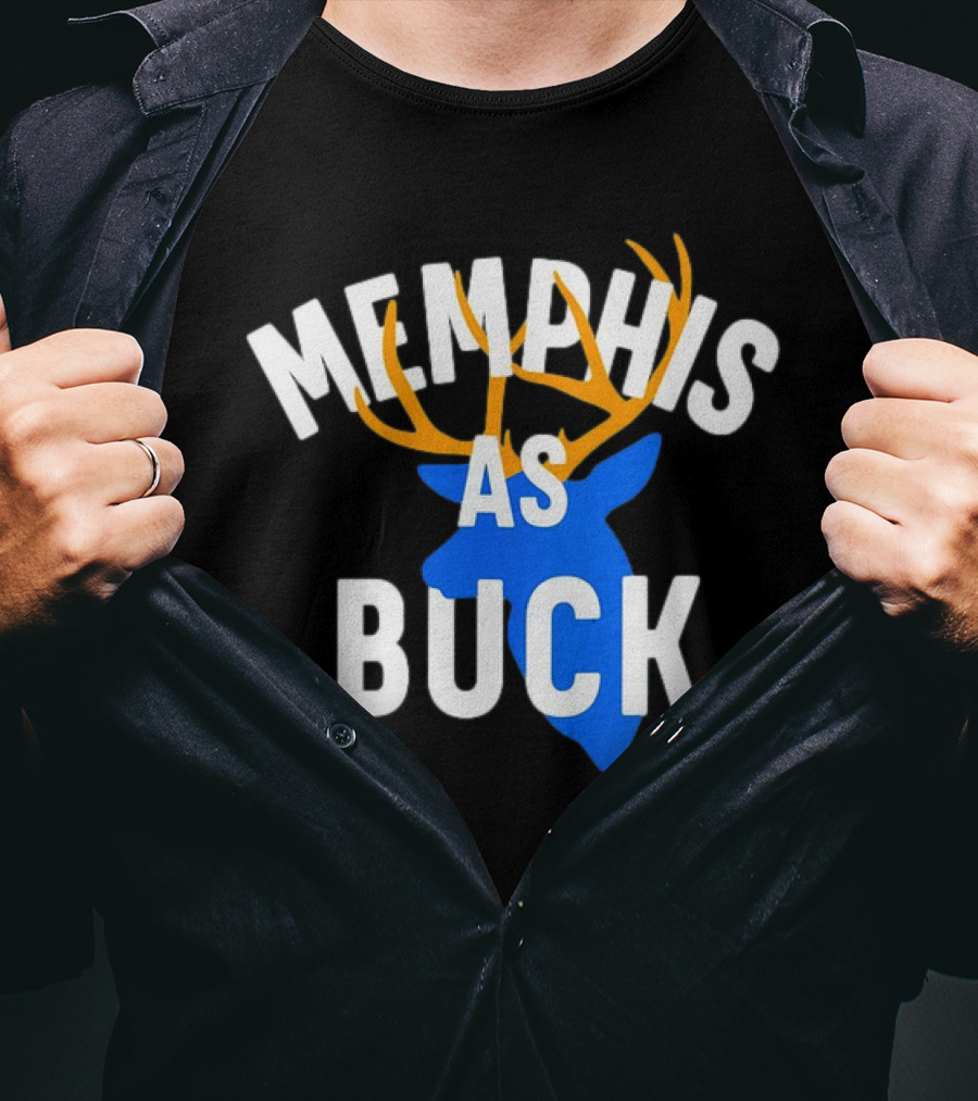 Memphis As Buck Blue Deer Head With Antlers T-Shirt