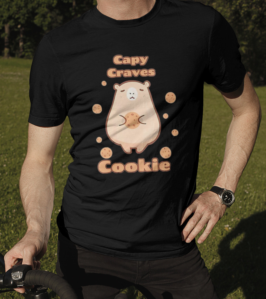 Capy Craves Cookie Capybara Surrounded By Cookies T-Shirt