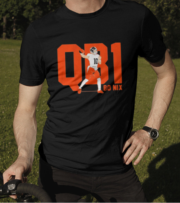 Denver Broncos QB1 Bo Nix Football Quarterback T-Shirt