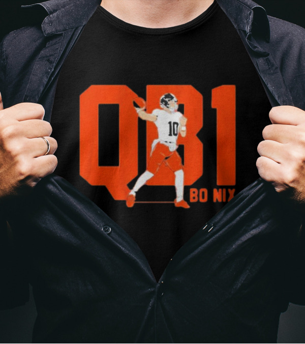 Denver Broncos QB1 Bo Nix Football Quarterback T-Shirt