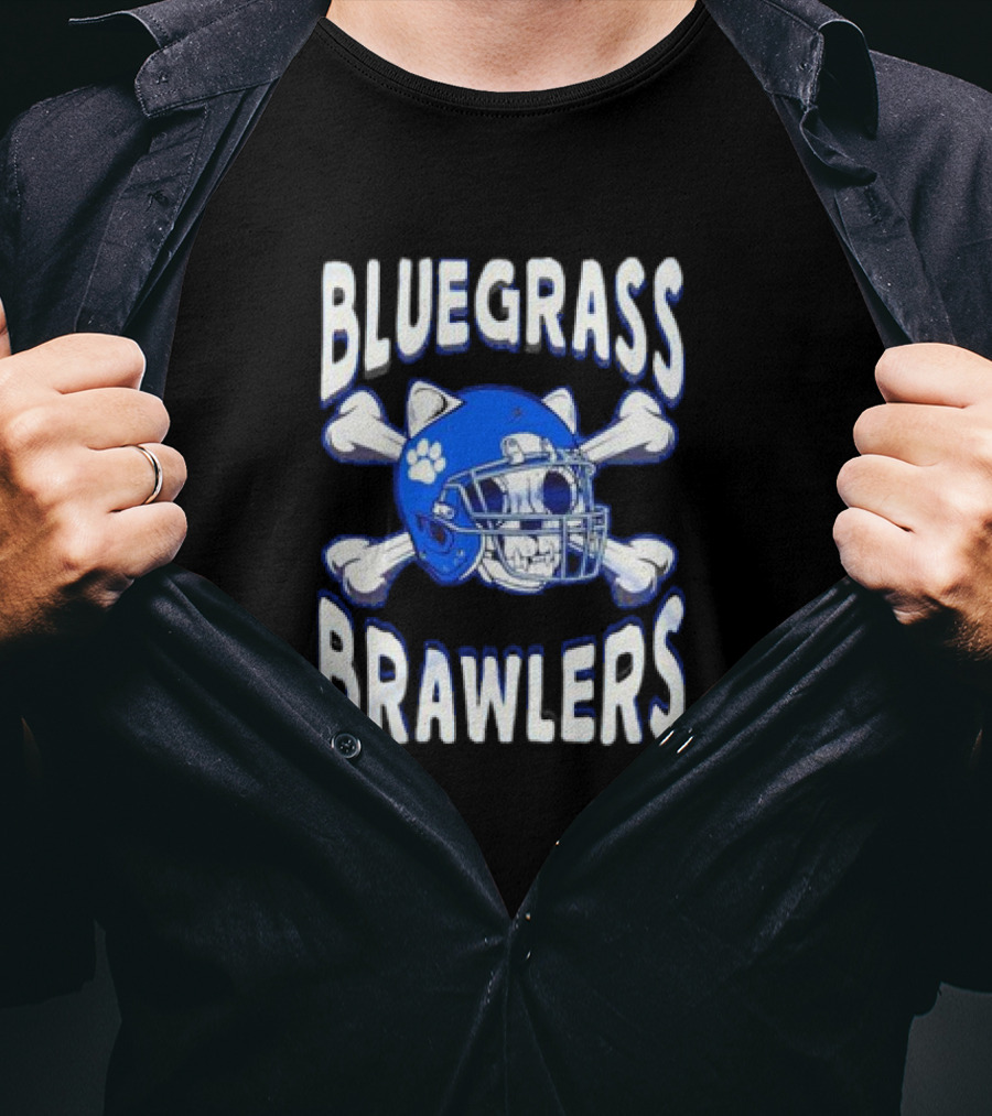 Bluegrass Brawlers Kentucky Wildcats Blue Skeleton Helmet With Bones T-Shirt