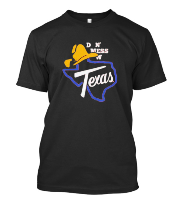 DNW Mess With Texas Cowboy Hat Outline Map T-Shirt