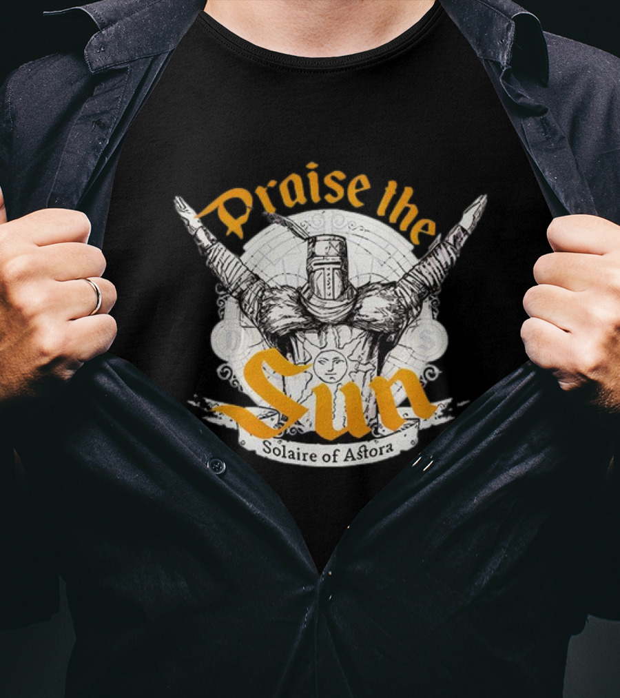 Praise The Sun Solaire Of Astora Dark Souls Iconic Knight T-Shirt