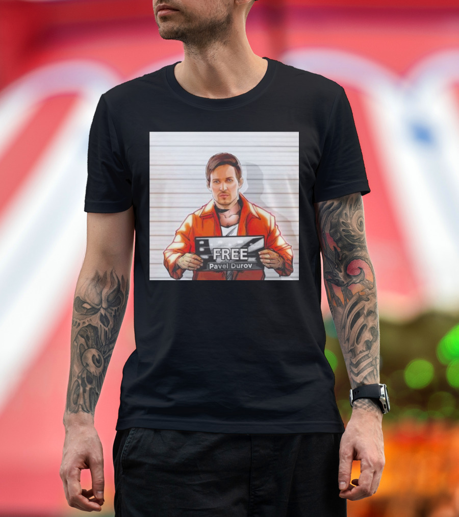 Free Pavel Durov Mugshot Cartoon T-Shirt
