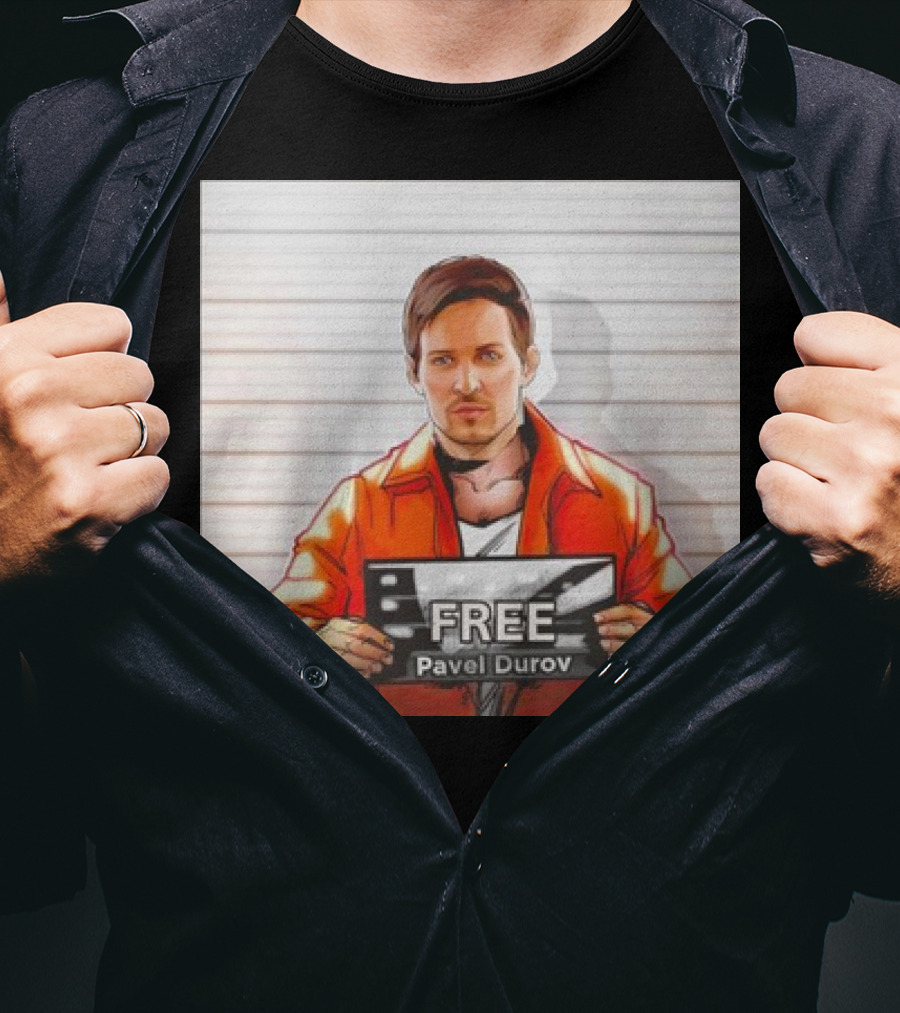 Free Pavel Durov Mugshot Cartoon T-Shirt
