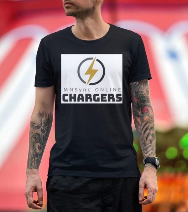 Premium T-Shirt: MNSync Online Chargers Lightning Bolt Emblem T-Shirt MNSync Online Chargers Lightning Bolt Emblem T-Shirt