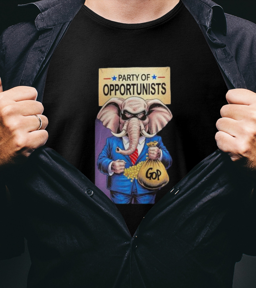 Party Of Opportunists GOP Elephant With Money Bag T-Shirt