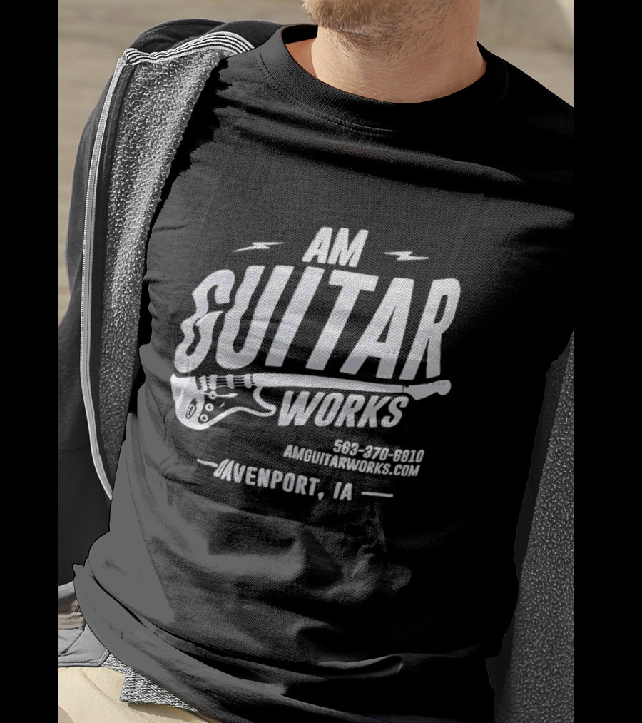 AM Guitar Works Davenport IA 563-370-6810 Amguitarworks.com T-Shirt