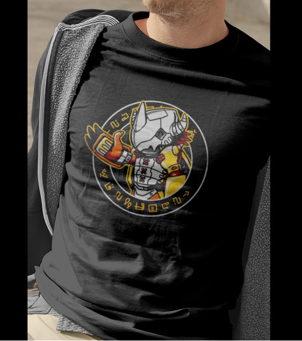 MetalGreymon Digimon Digital Monster Icon With Digicode Symbols T-Shirt