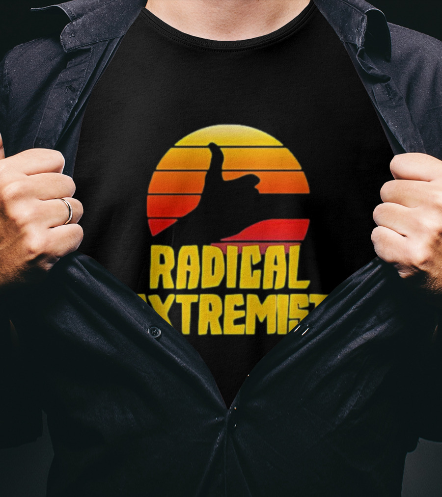 Radical Extremist Vintage Sunset Shaka Hand Gesture T-Shirt