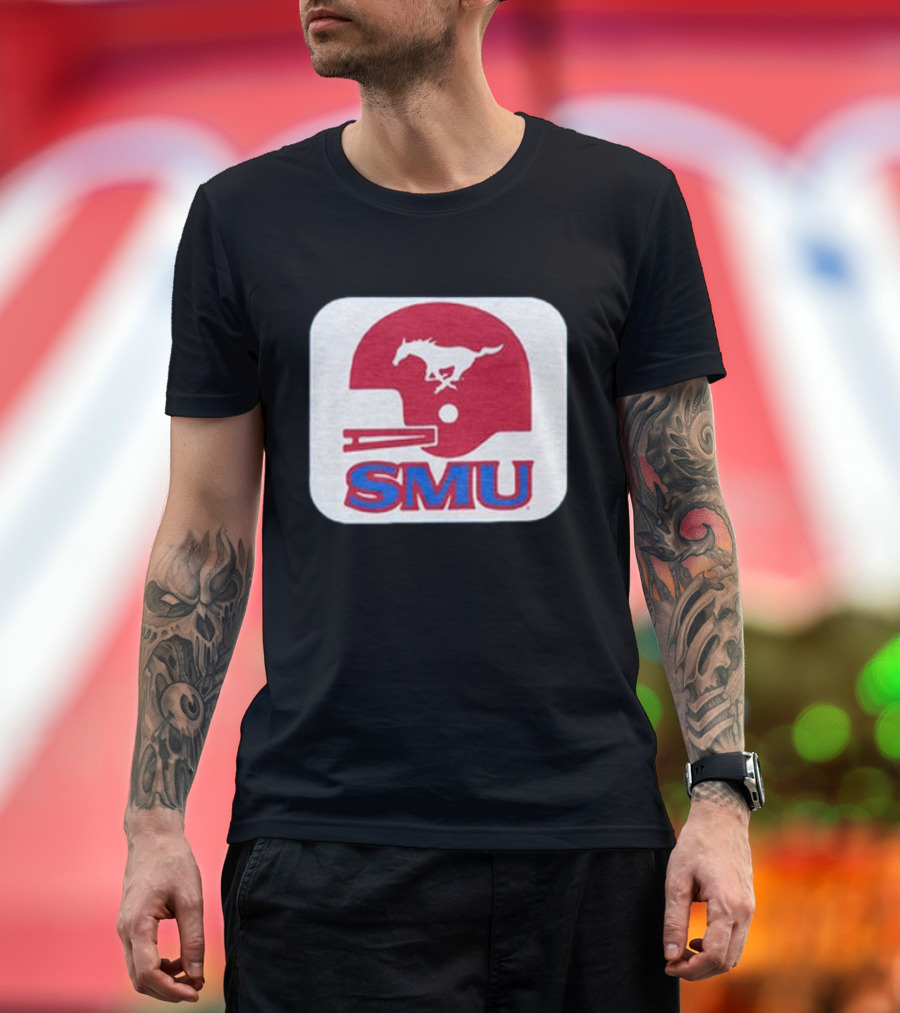 SMU Mustangs Football Red Helmet T-Shirt