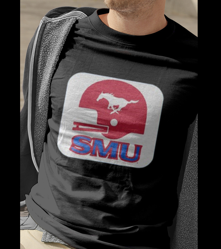 SMU Mustangs Football Red Helmet T-Shirt