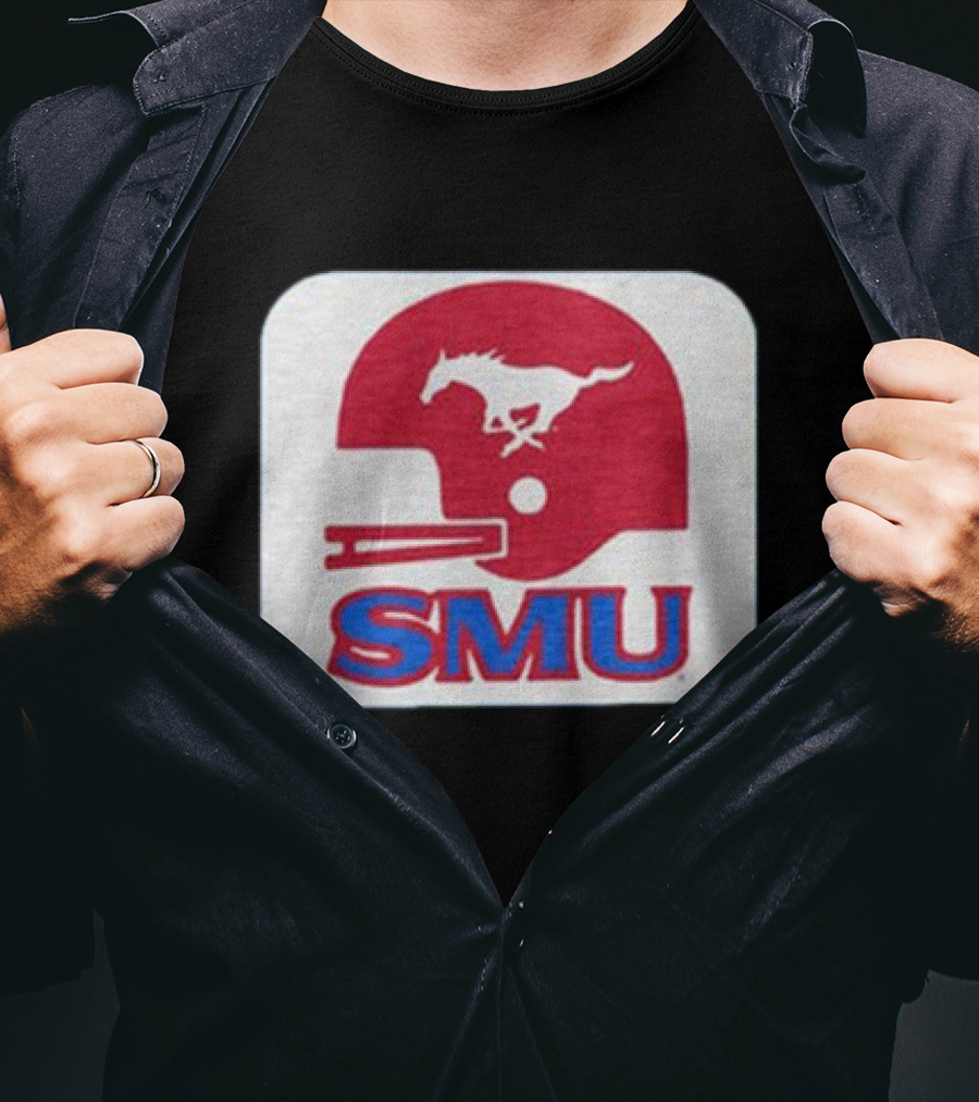 SMU Mustangs Football Red Helmet T-Shirt