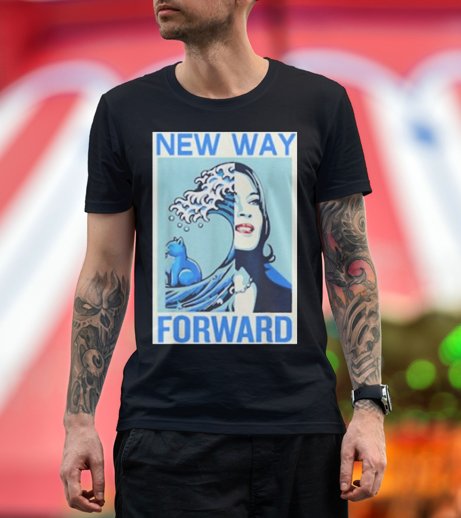 Kamala Harris New Way Forward Blue Wave Cat T-Shirt