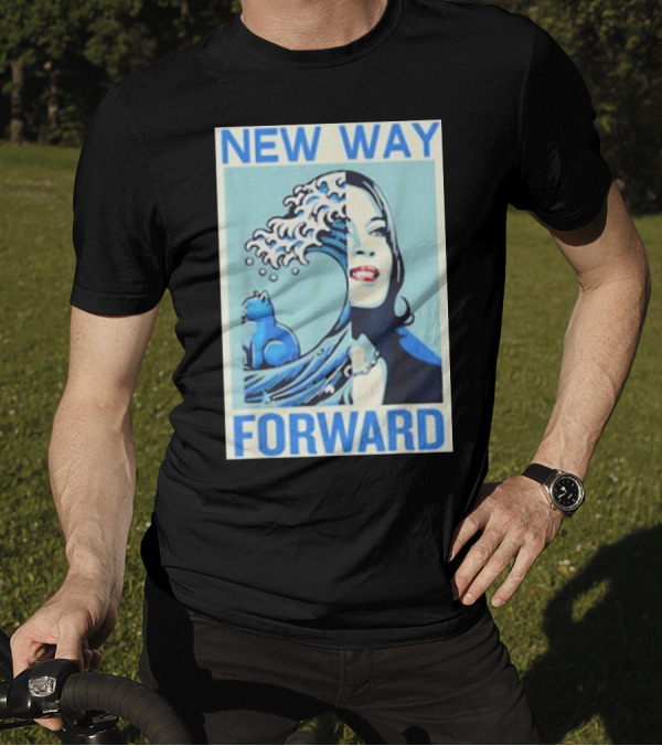 Kamala Harris New Way Forward Blue Wave Cat T-Shirt