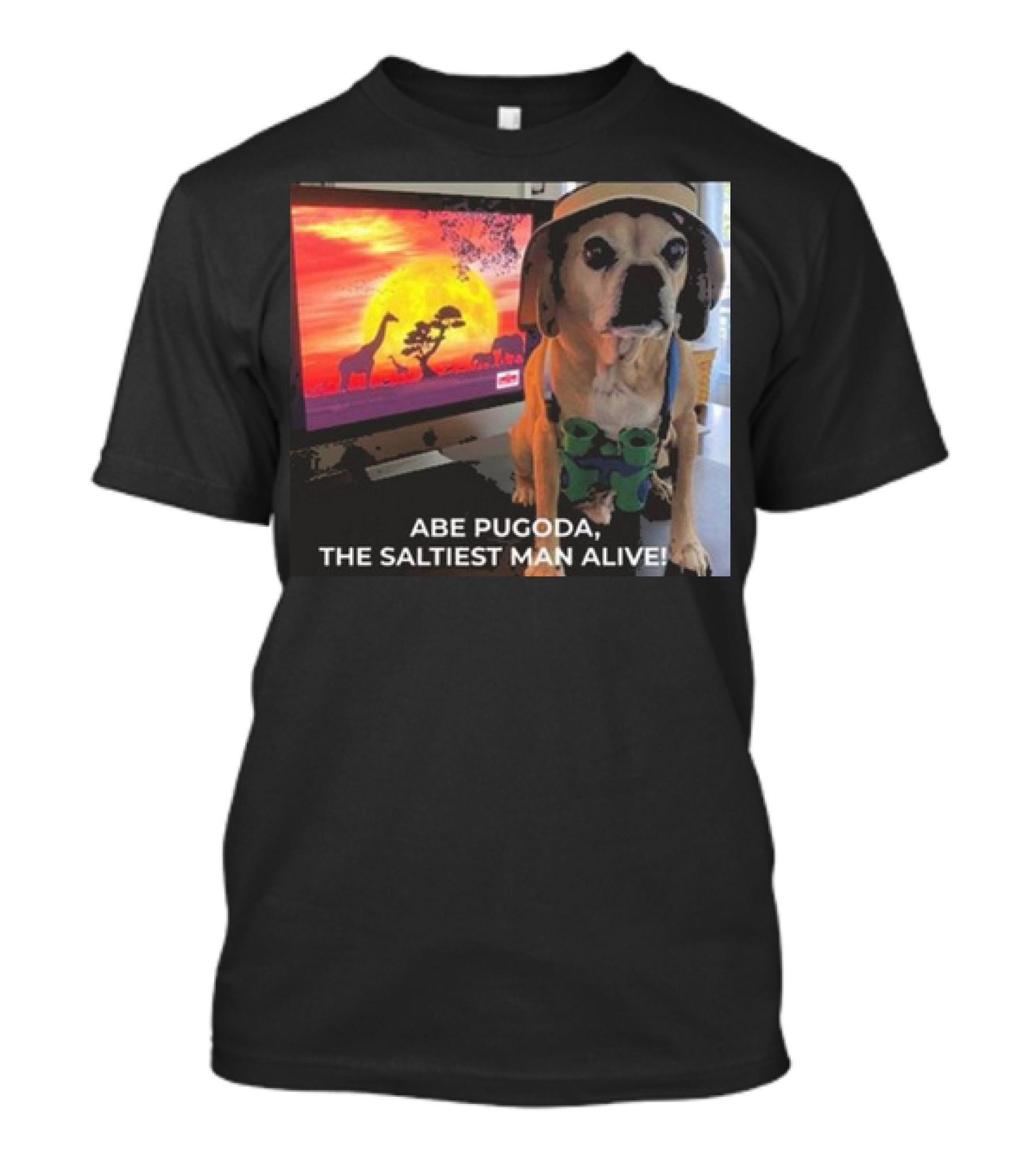 Abe Pugoda The Saltiest Man Alive Funny Pug Safari Adventure T-Shirt