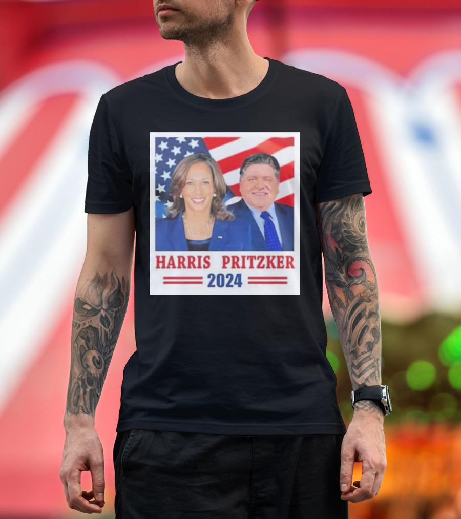 Harris Pritzker 2024 USA Flag Election Campaign T-Shirt
