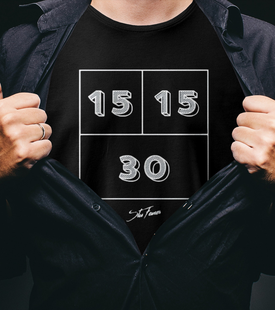 15 15 30 Stu Feiner Chalkboard Style Numbers T-Shirt