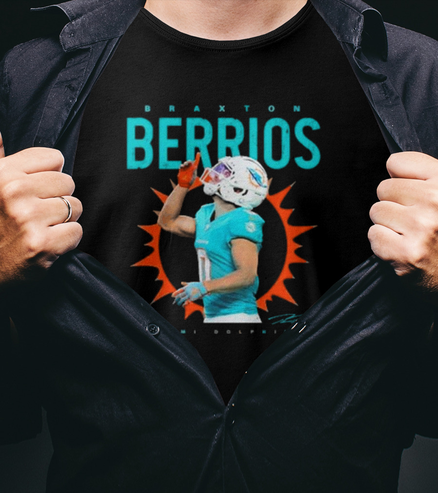 Braxton Berrios Miami Dolphins Signature Player Highlight T-Shirt