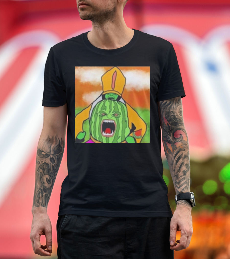 Angry Watermelon Priest in Colorful Robes T-Shirt