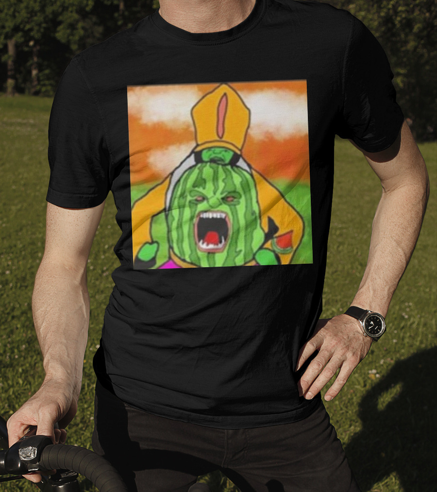 Angry Watermelon Priest In Colorful Robes T-Shirt