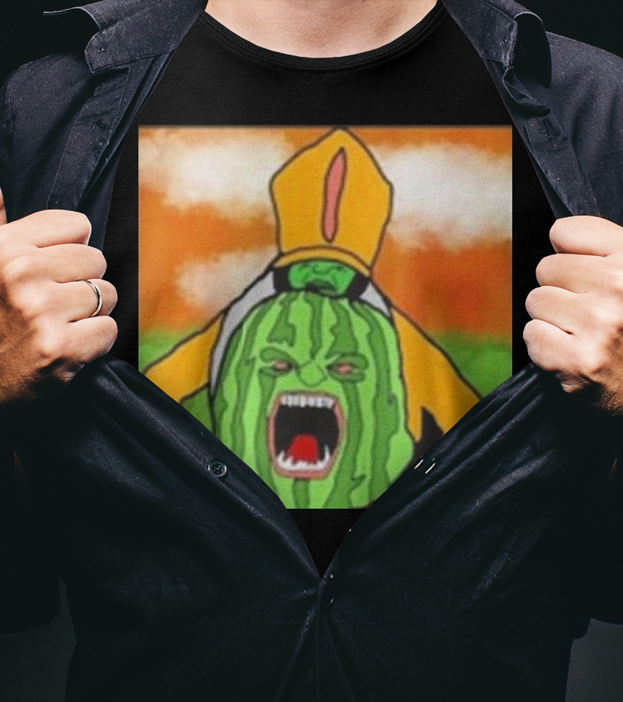 Angry Watermelon Priest In Colorful Robes T-Shirt