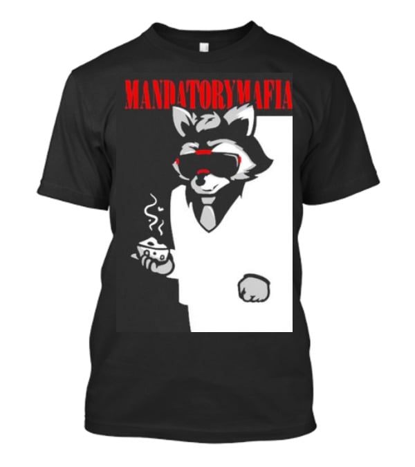 Mandatory Mafia Raccoon With Coffee IN Suit And Sunglasses T-Shirt